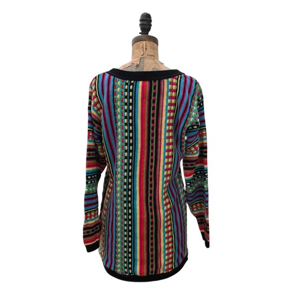 Vintage 80s Partners Mervyns Multicolor Striped Oversized Sweater Dress Tunic S - Picture 3 of 5